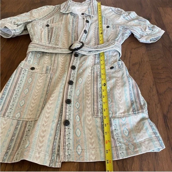 SÉZANE Ren Tribal/Aztec Print Denim Button Down Dress sz US 8 / FR 40 - Picture 11 of 14